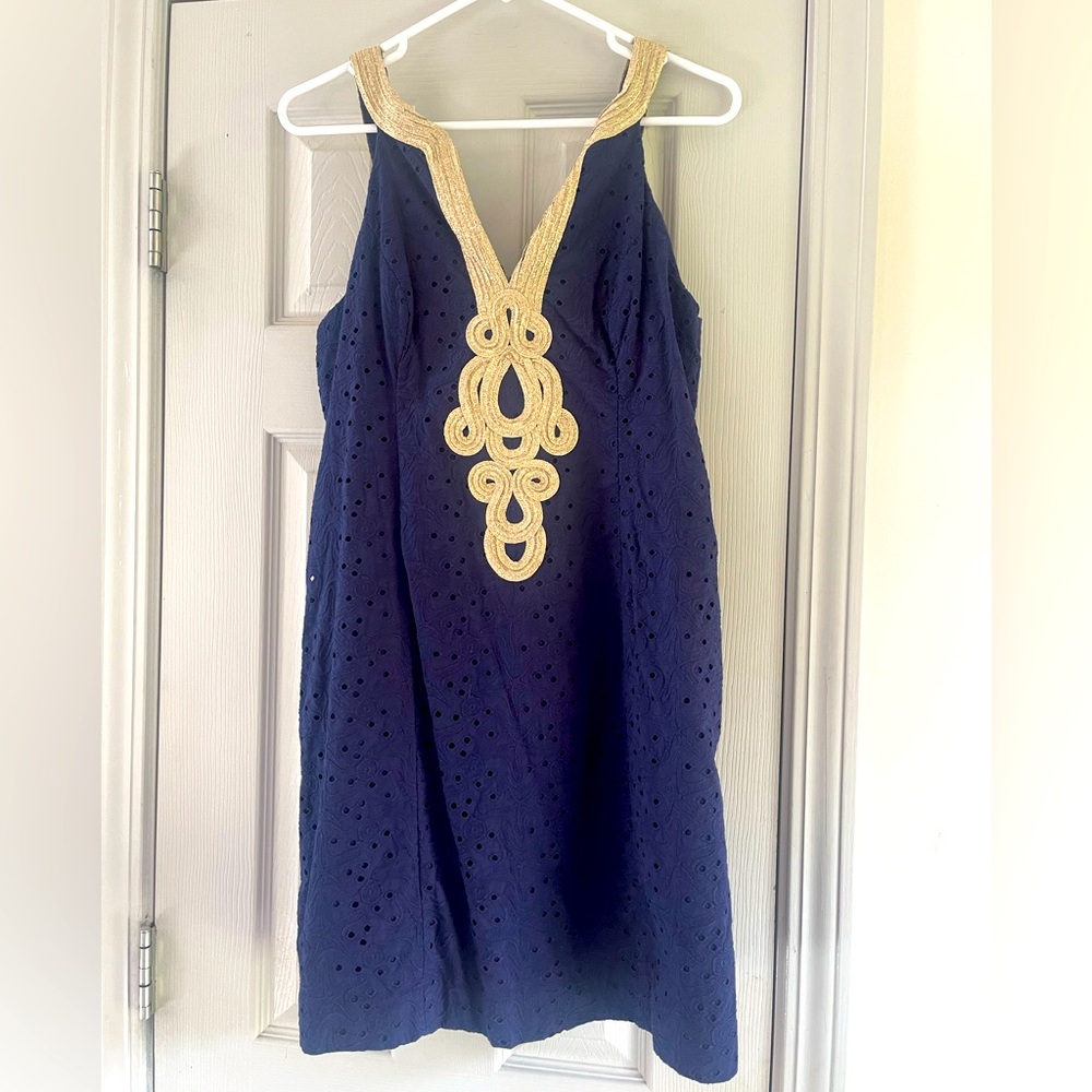 Lilly Pulitzer dress blue with gold